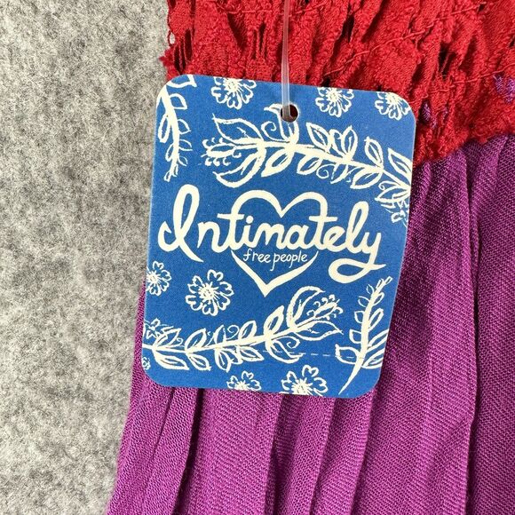 Free People Adella Lace Slip Dress Womens XS Lipstick Combo Purple Red Boho NEW - Picture 12 of 13